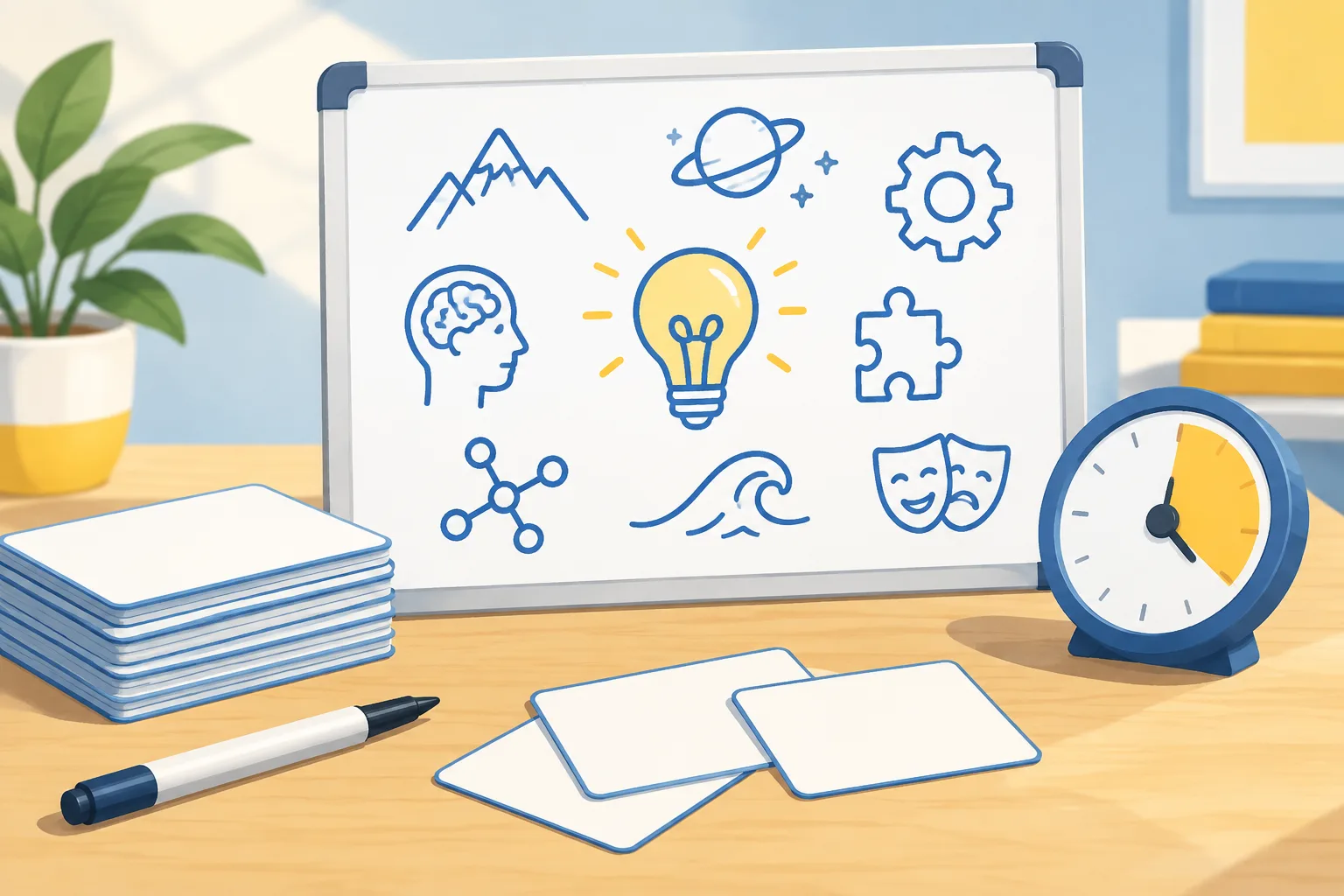 editorial paper and letter-card illustration of a whiteboard