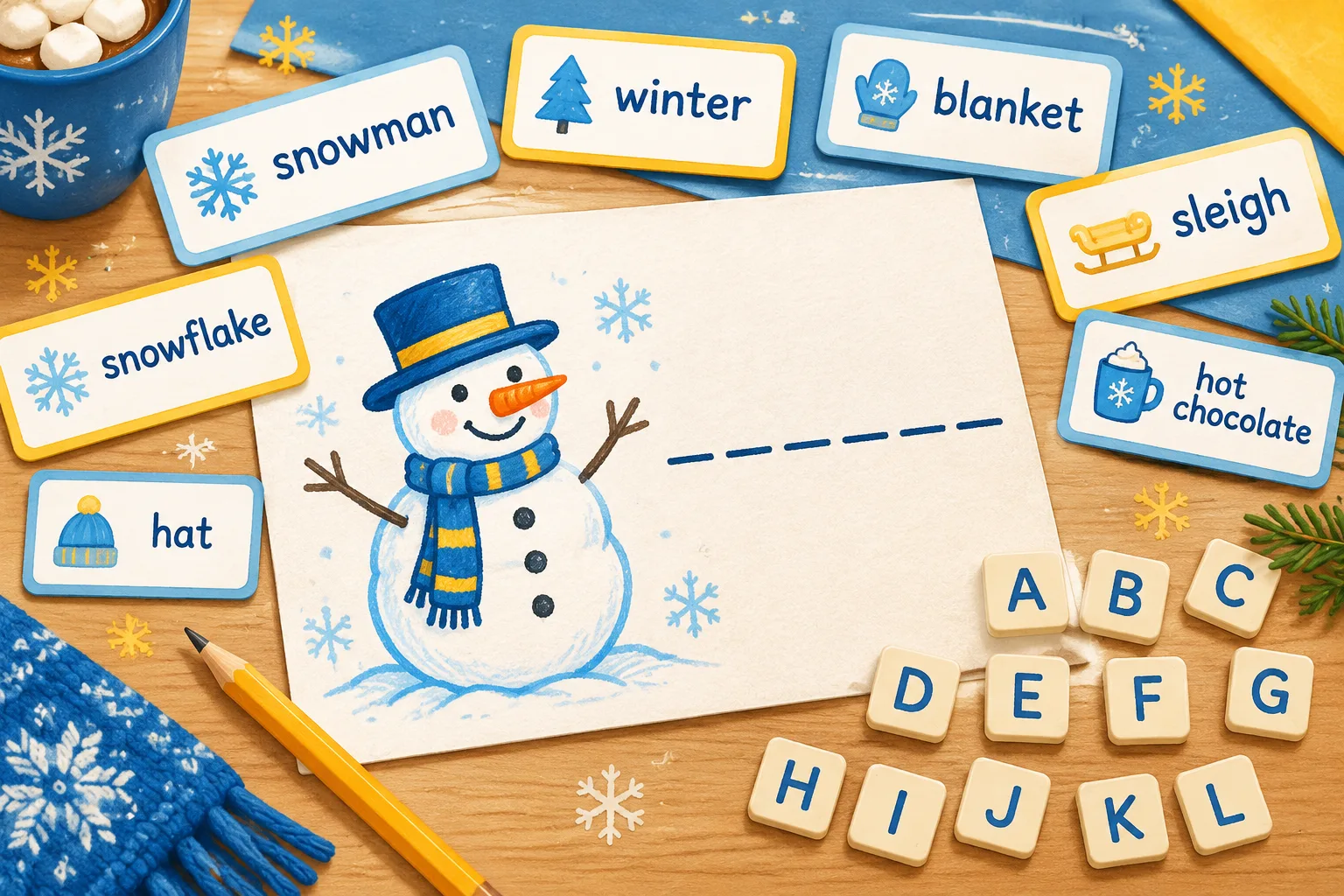 A colorful snowman drawing